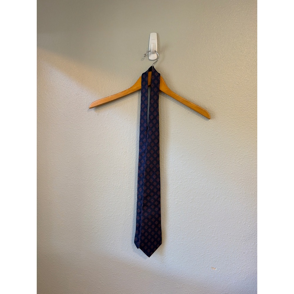 Vitg‎ Christian Dior Men's Silk Necktie Navy Burgundy Geometric Made USA Italy